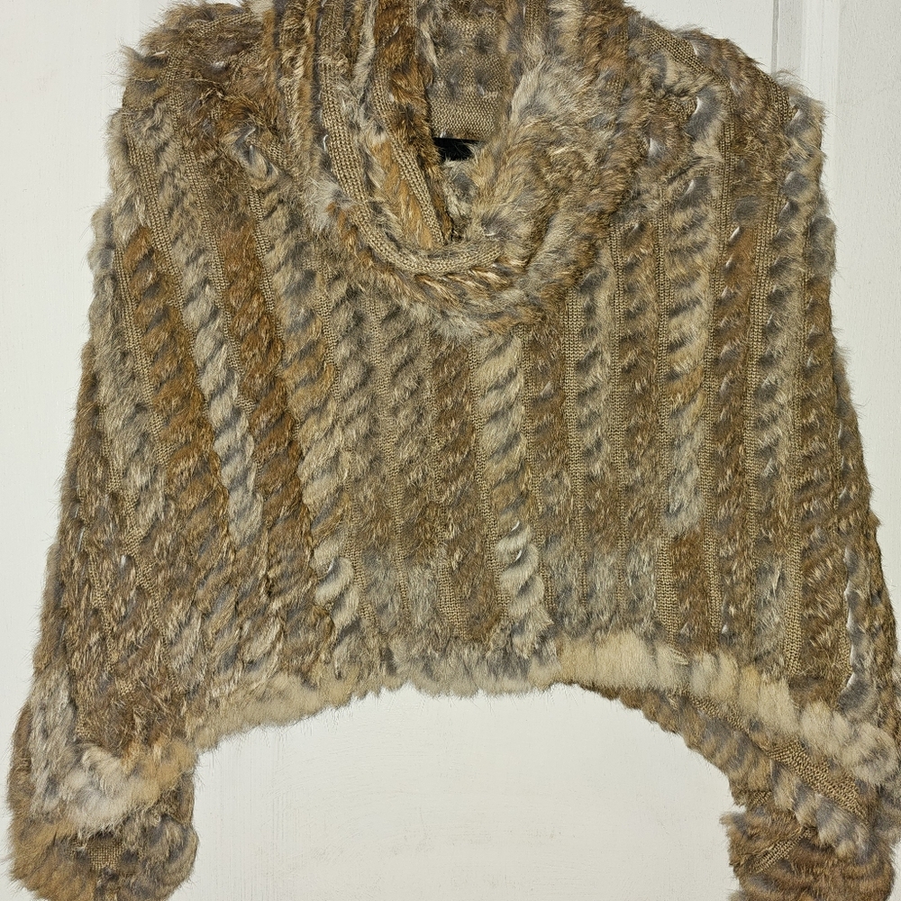 Poncho Shawl Pashmina Cape - Stole Fur Knitted Scarf Women Fashion Accessories